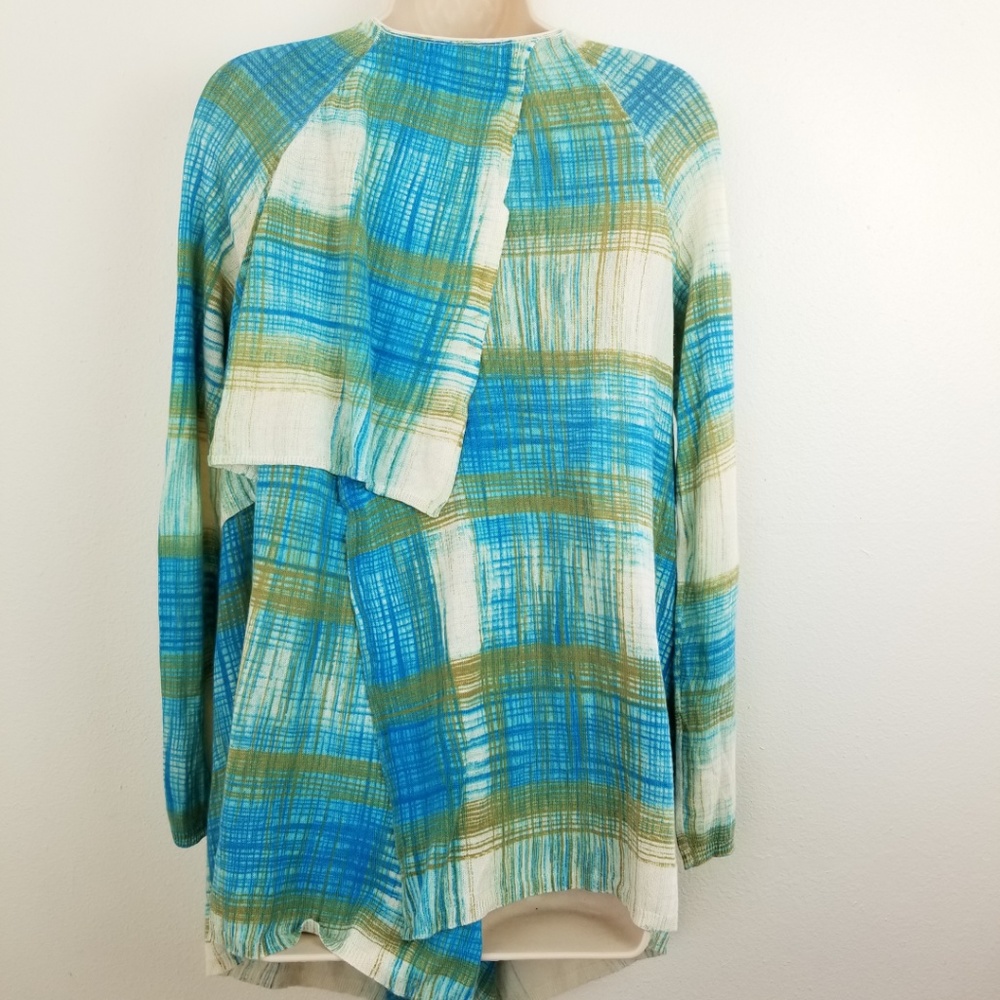 Anthropologie Sparrow Blue Plaid Sweater Cardigan - Picture 6 of 8